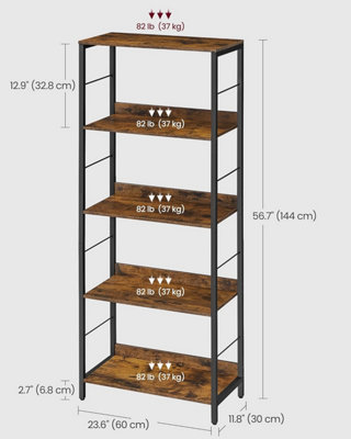 5-Tier Bookcase, Book Shelf, Bookshelf, Shelving Unit, with Back Panels ...