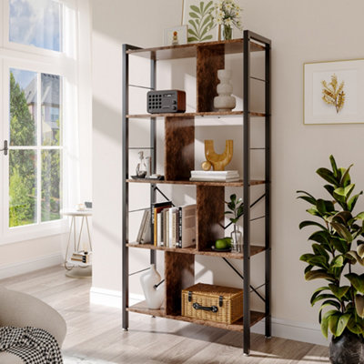 Rotating Bookshelf, 360° Display Corner Bookshelf for Small Space, 5
