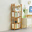 5 Tier Bookcase Freestanding Bamboo Wood Bookcase Wood Vintage Bookshelf 1280mm(H)