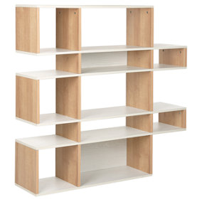 5 Tier Bookcase Light Wood and White AMARILO