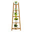 5 Tier Brown Plant Stand Wood for Corner Balcony Living Room 147cm(H)