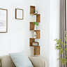 5 Tier Brown Zigzag Design Wooden Floating Wall Corner Shelf Bookcase