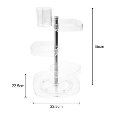5-Tier Clear Adjustable Height Rotating Makeup Organizer Cosmetics ...