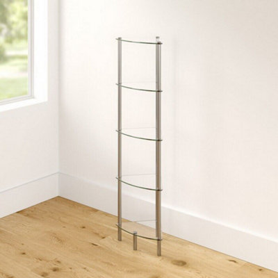 5-Tier Clear glass corner rack-Polo 5Tier Display Glass Unit/Bathroom Rack