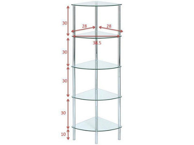 5-Tier Clear glass corner rack-Polo 5Tier Display Glass Unit/Bathroom Rack