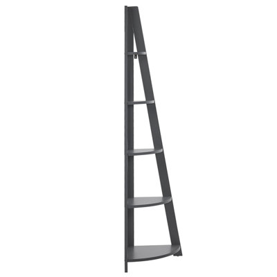 5 Tier Corner Ladder Shelf Grey MOBILE SOLO