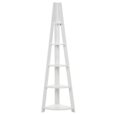 5 Tier Corner Ladder Shelf White MOBILE SOLO