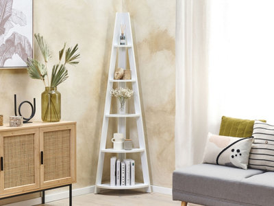 5 Tier Corner Ladder Shelf White MOBILE SOLO