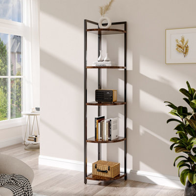 5-Tier Corner Shelf Display Rack with Metal Frame 150 x 30 x 30cm | DIY ...