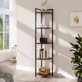 5-Tier Corner Shelf Display Rack with Metal Frame 150cm H x 30cm W x 30cm D