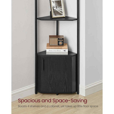 5-Tier Corner Storage Shelf, Freestanding Corner Shelving Unit for Living Room, Bedroom, Kitchen and Bathroom, Black