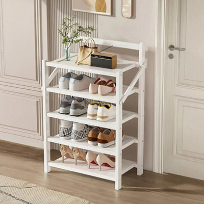 Bamboo shoe rack, collapsible offers free-standing, spacious shoe rack