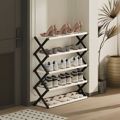 5-Tier Foldable Shoe Rack for Home and Dorm in White