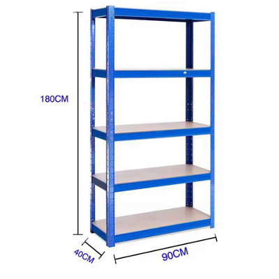 5 Tier Garage Shelving Unit Boltless, Storage Rack Steel, Blue