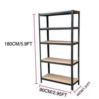 5 Tier Garage Shelving Unit, Storage Rack Steel, Black