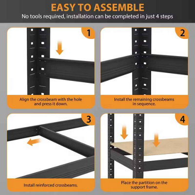 5 Tier Garage Shelving Unit, Storage Rack Steel, Black