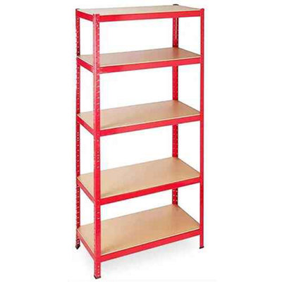 5 Tier Garage Shelving Unit, Storage Rack Steel, Red