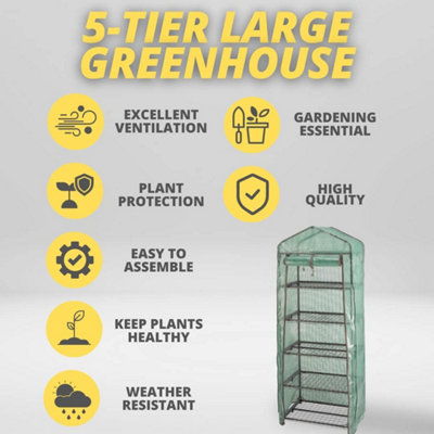 5 Tier Garden Greenhouse with Roll Up Door - 3
