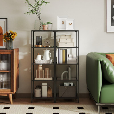 5-Tier Glass Shelf, Bookshelf, Storage Rack, Tempered Glass, Easy ...