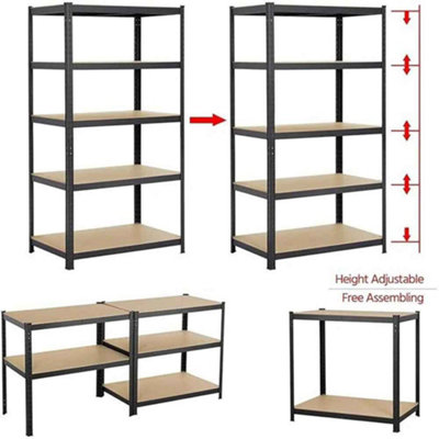 5 Tier Heavy Duty Galvanised Adjustable Shelf Racking Unit Storage Rack ...