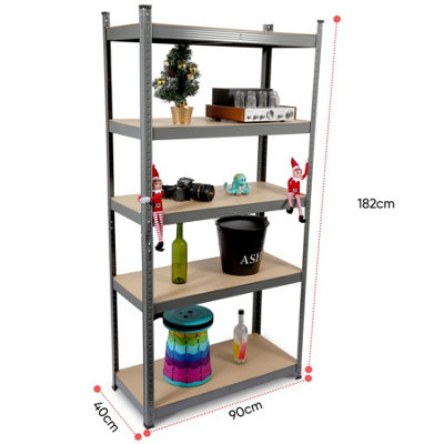 5 Tier heavy Duty Metal Shelving Storage Racking 180 x 90 x 40cm (GREY) - 4