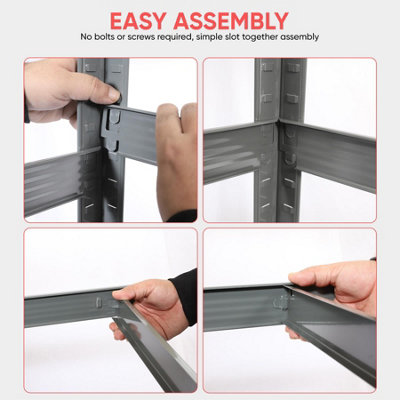 5 Tier heavy Duty Metal Shelving Storage Racking 180 x 90 x 40cm (GREY) - 5