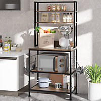 5-Tier Kitchen Baker's Rack with 10 Hooks Microwave Oven Stand Spices Utensils