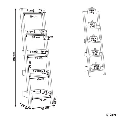 5 Tier Ladder Shelf Dark Wood MOBILE DUO