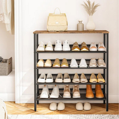 5-Tier Mesh Shelves Freestanding Shoe Rack 85.5cm H