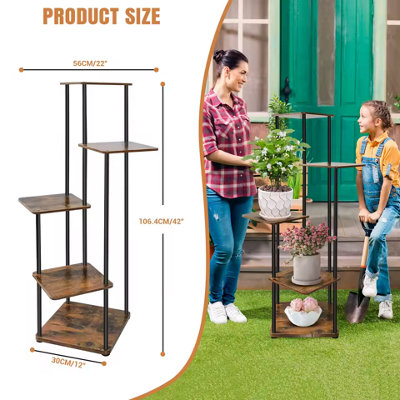 5 Tier Metal Plant Stand , Corner Shelf for Multiple Plants