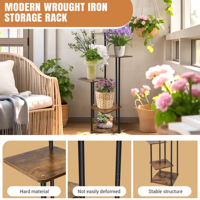 5 Tier Metal Plant Stand , Corner Shelf for Multiple Plants