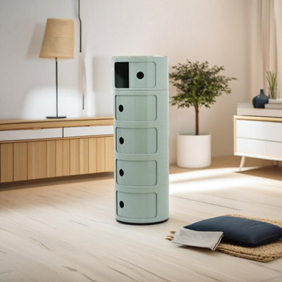 5 Tier Nordic Green Round Storage Cabinet For Bedroom Living Room