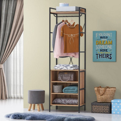 5 Tier Open Wardrobe Riviera Oak Bedroom Furniture