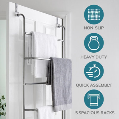 5 Tier Over The Door Towel Rail Clothes Airer
