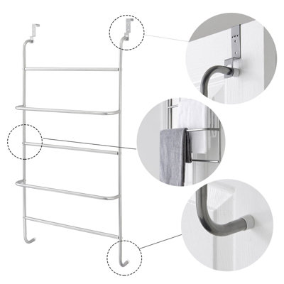 5 Tier Over The Door Towel Rail / Clothes Airer - 5
