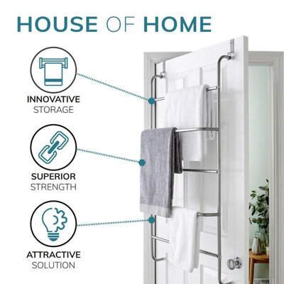 5 Tier Over The Door Towel Rail / Clothes Airer - 8