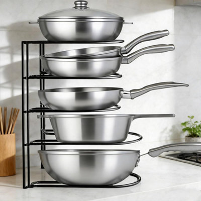 5 Tier Pan and Lid Organiser Rack Vertical Horizontal Pan Holder for ...