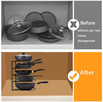 5 Tier Pan and Lid Organiser Rack Vertical Horizontal Pan Holder for ...
