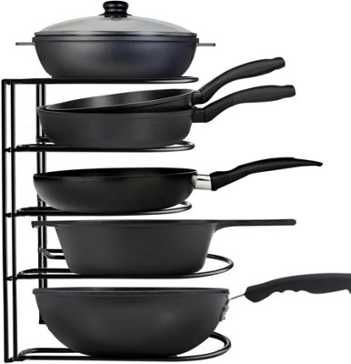 5 Tier Pan and Lid Organiser Rack Vertical Horizontal Pan Holder for ...