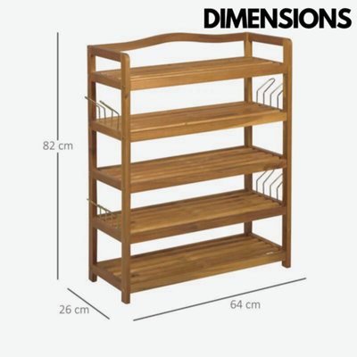 5 Tier Shoe Rack Bamboo Hallway Storage