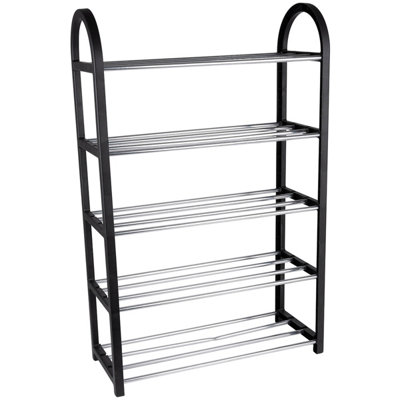 25 Pair 5-Tier Shoe Rack Stand Storage Organizer Spave Save Shelf Holder  Black