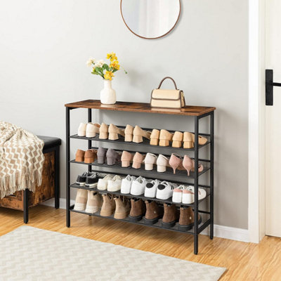 5 Tier Shoe Rack Shoe Storage Organizer Shoe Organizer Rack with Flat or Slant Adjustable Shelves 100 x 30 x 85 cm DIY at B Q