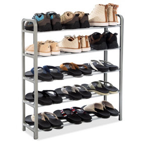 NiHome 3-Tier Shoe Rack Multifunctional Sturdy Steel Organizer Compact Small  Size Lightweight 6 Pairs Footwear Freestanding Shelf for Closet Hallway  Entryway Living Room Bedroom X Shape Frames (Black) 