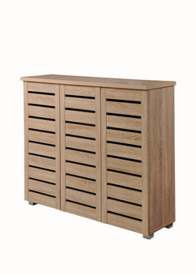 5 Tier Shoe Storage Cabinet 3 Door Cupboard Stand Rack Unit Sonoma