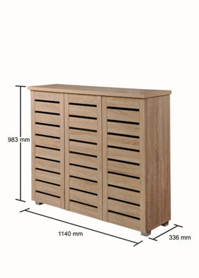 5 Tier Shoe Storage Cabinet 3 Door Cupboard Stand Rack Unit Sonoma Oak