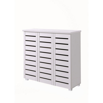 5 Tier Shoe Storage Cabinet 3 Door Cupboard Stand Rack Unit White