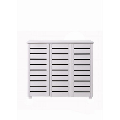 5 Tier Shoe Storage Cabinet 3 Door Cupboard Stand Rack Unit White