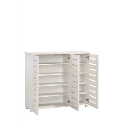5 Tier Shoe Storage Cabinet 3 Door Cupboard Stand Rack Unit White