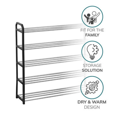 5 Tier Shoe Storage Rack in Black - 5