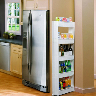 5 Tier Slim Slide Out Kitchen Trolley Storage Shelf & Organizer Rack